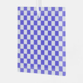 Bosbessencrème schaakbordpatroon glas ornament (Voorkant links)