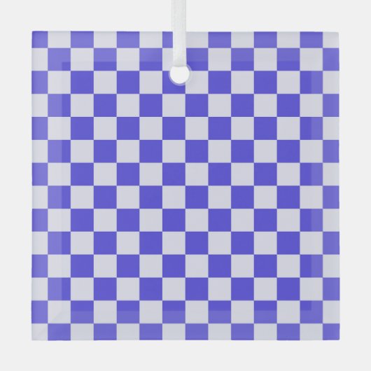 Bosbessencrème schaakbordpatroon glas ornament (Voorkant)