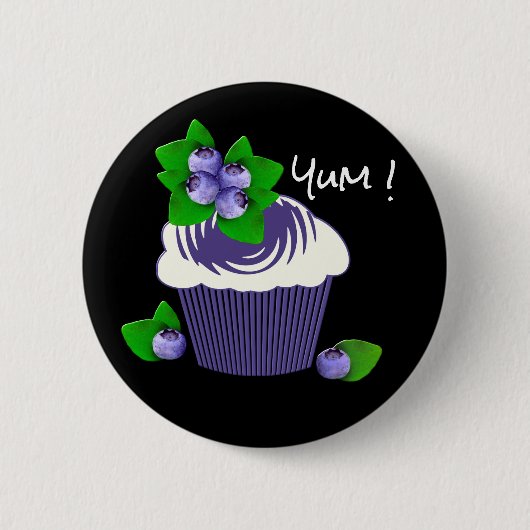 Bosbessencupcake Lekker! Ronde Button 5,7 Cm (Voorkant)
