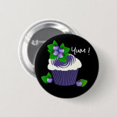 Bosbessencupcake Lekker! Ronde Button 5,7 Cm (Voorkant /achterkant)