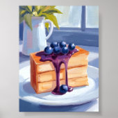 Bosbessengebakdessertcake Aquarel Poster (Voorkant)