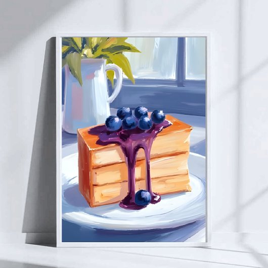 Bosbessengebakdessertcake Aquarel Poster