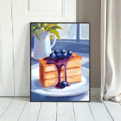 Bosbessengebakdessertcake Aquarel Poster