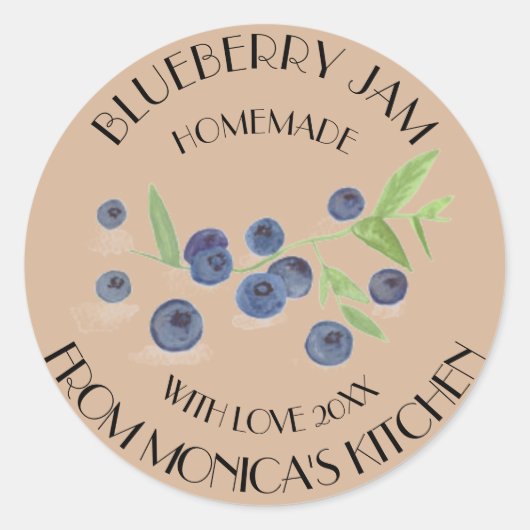 Bosbessenjam Aquarel Fruit Keuken Label (Voorkant)