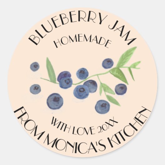 Bosbessenjam Aquarel Fruit Keuken Label (Voorkant)