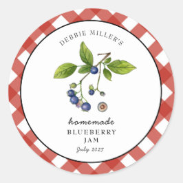 Bosbessenjam Gingham Jam. Pot  Ronde Sticker