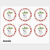 Bosbessenjam Gingham Jam. Pot Ronde Sticker (Vel)