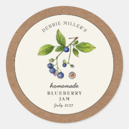 Bosbessenjam Kraft Papier rand Ronde Sticker