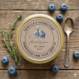 Bosbessenjam Kraft papieren inmaaketiketten Ronde Sticker