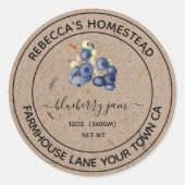 Bosbessenjam Kraft Papieren Inmaakpot Etiketten (Voorkant)