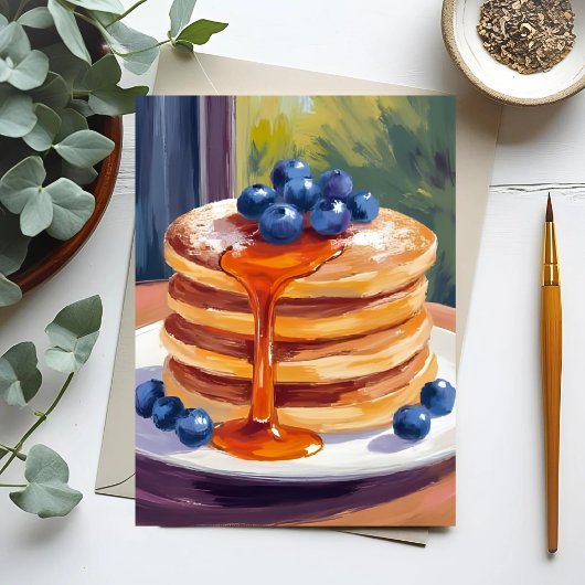 Bosbessenpannenkoeken | Olie Schilderij Briefkaart