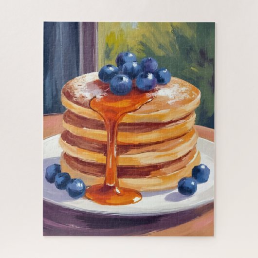 Bosbessenpannenkoeken | Olie Schilderij Legpuzzel (Verticaal)