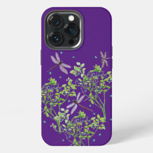 Bosbessenpatroon met libellen iPhone 13 pro hoesje