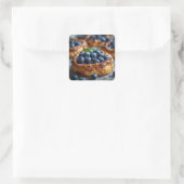 Bosbessentaartje Vierkante Sticker (Tas)