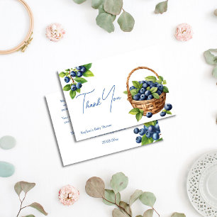 Bosbessenzoet baby shower bedankkaart