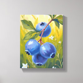 Bosbesstruik | Fruit Aquarel Schilderij Canvas Afdruk