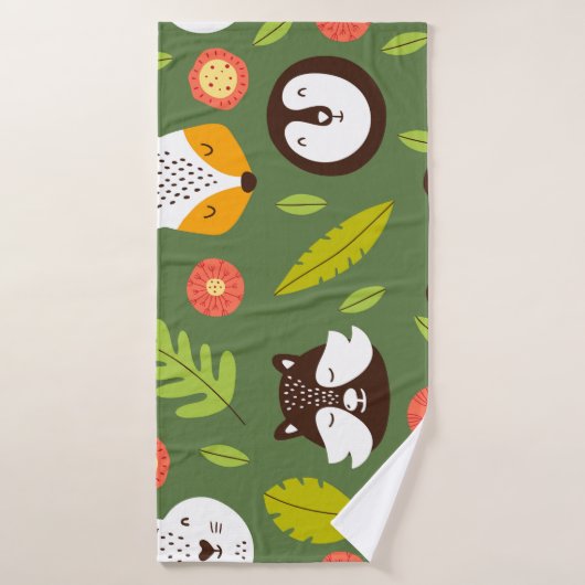 Bosbewoners: Scandinavisch kinderpatroon. Badhanddoek (Badhanddoek)