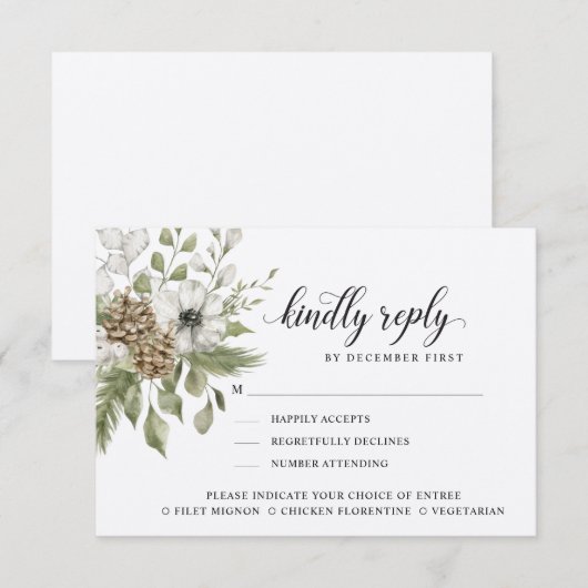 Bosblad | Alstublieft Reageren | Maaltijd Opties RSVP Kaartje (Voorkant / Achterkant)