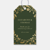 Bosblad botanisch elegante gouden mos bruiloft cadeaulabel (Achterkant)