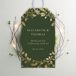 Bosblad botanisch elegante gouden mos bruiloft cadeaulabel