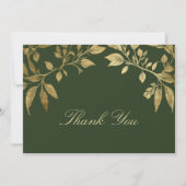 Bosblad botanisch elegante scriptie bruiloft bedankkaart (Voorkant)