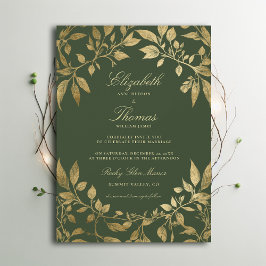 Bosblad botanisch elegante scriptie bruiloft kaart