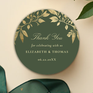 Bosblad botanisch elegante trouwgunst ronde sticker