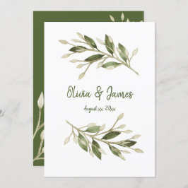 Bosbladeren, groen, huwelijk kaart