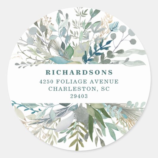 Bosbladeren | Retouradres Ronde Sticker (Voorkant)