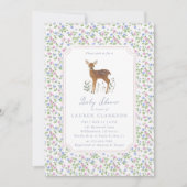 Bosbloem Kleine Ree Baby Shower Uitnodiging (Voorkant)