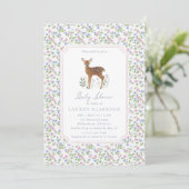 Bosbloem Kleine Ree Baby Shower Uitnodiging (Staand voorkant)