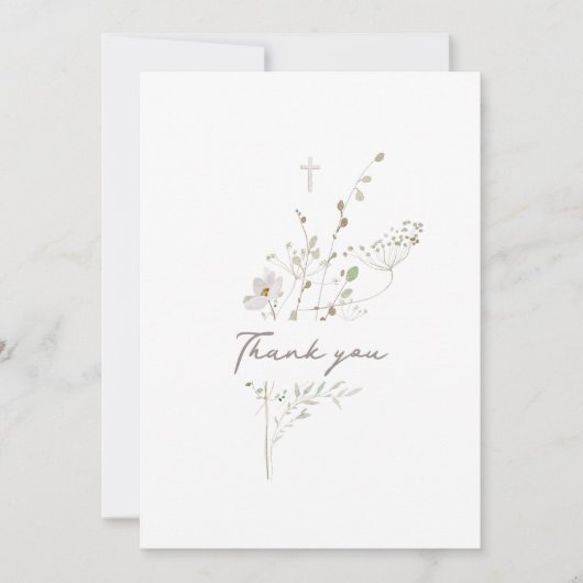 bosbloemboeket | Doop Dank u kaart (Voorkant)