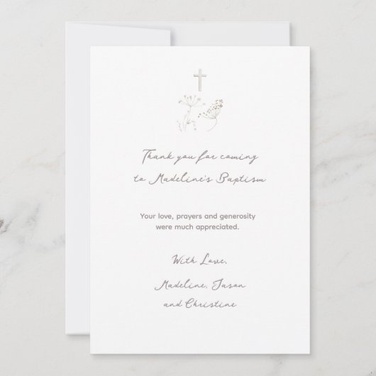 bosbloemboeket | Doop Dank u kaart (Achterkant)