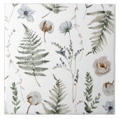 Bosbloemen en varen bladeren Floral Botanical Tegeltje (Voorkant)