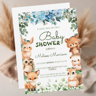 Bosbloemen groen Bos Dier Baby shower Kaart