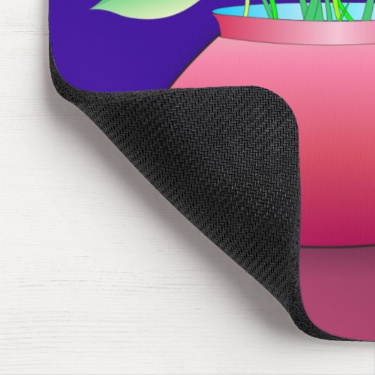 Bosbloemen in een rode pot mousepad muismat (Hoek)