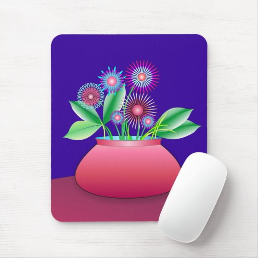 Bosbloemen in een rode pot mousepad muismat (Met muis)