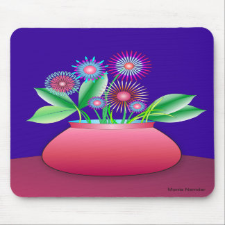 Bosbloemen in een rode pot mousepad muismat
