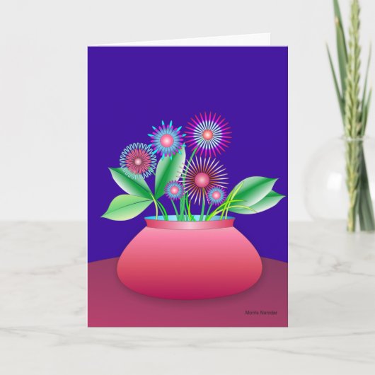 Bosbloemen in een rood pot wenskaart kaart (Voorkant)