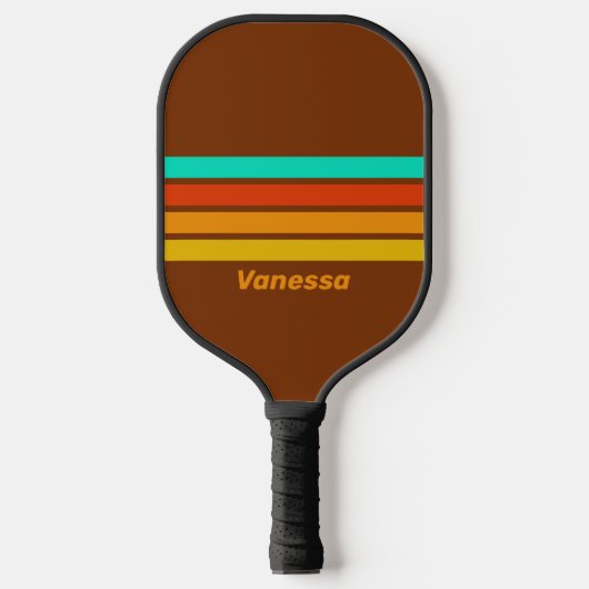 Bosbodem Mist over Strepen met Naam Pickleball Paddle (Voorkant)