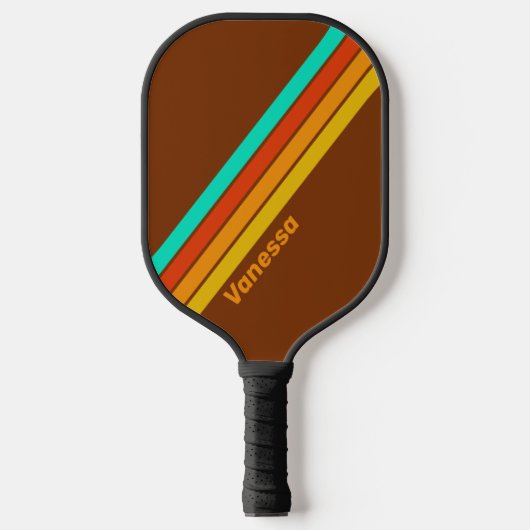 Bosbodemnevel gestreept met naam pickleball paddle (Voorkant)