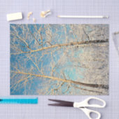 Bosbomen Blauwe Lucht Winter Boslandschap Tissuepapier (Craft)