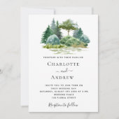 Bosbomen bos groene bruiloft kaart (Voorkant)