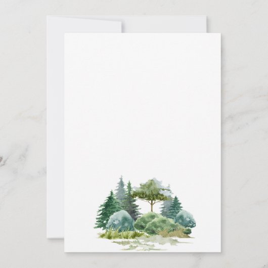 Bosbomen bos groene bruiloft kaart (Achterkant)