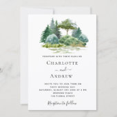Bosbomen bos groene bruiloft kaart (Voorkant)