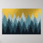 Bosbomen Gouden Landschap Poster (Voorkant)