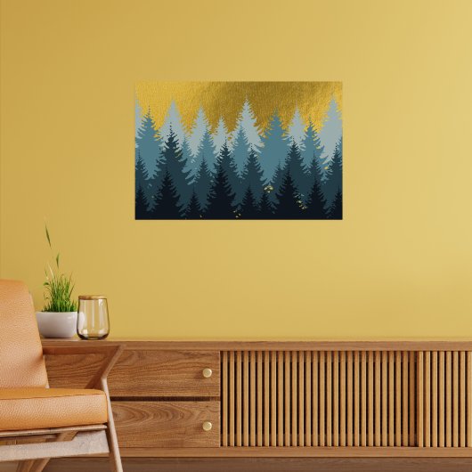 Bosbomen Gouden Landschap Poster (Woonkamer 2)