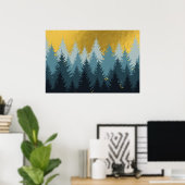 Bosbomen Gouden Landschap Poster (Thuiskantoor)