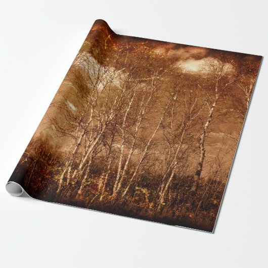 Bosbomen  Grunge Rustic Texture Clouds Cadeaupapier (Uitgerold)