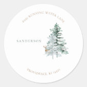 Bosbomen Herten Wit Rond Adres Ronde Sticker (Voorkant)